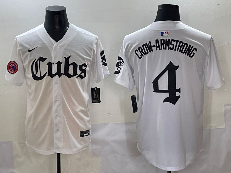 Men 2025 Chicago Cubs #4 Crow-Armstrong White Five generations Joint Name Nike MLB Jersey style 15->chicago cubs->MLB Jersey